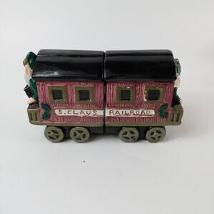 Omnibus Santa Clause Train Sugar Creamer Set Fitz & Floyd 1993 Christmas Vintage
